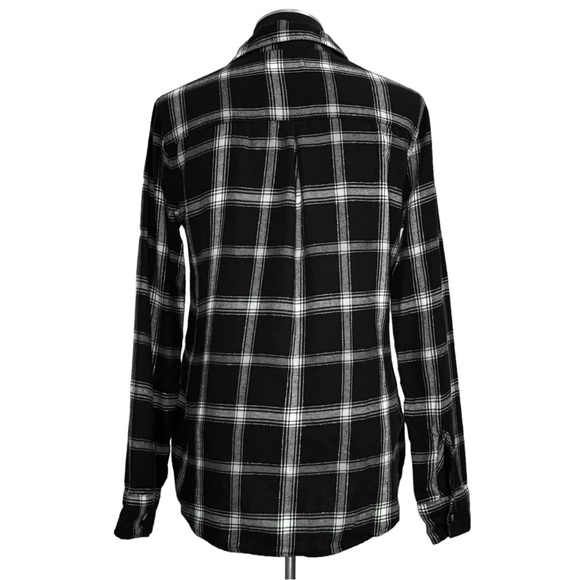 Hollister - Black and White Plaid Flannel Button Down Shirt - Small - Picture 5 of 8